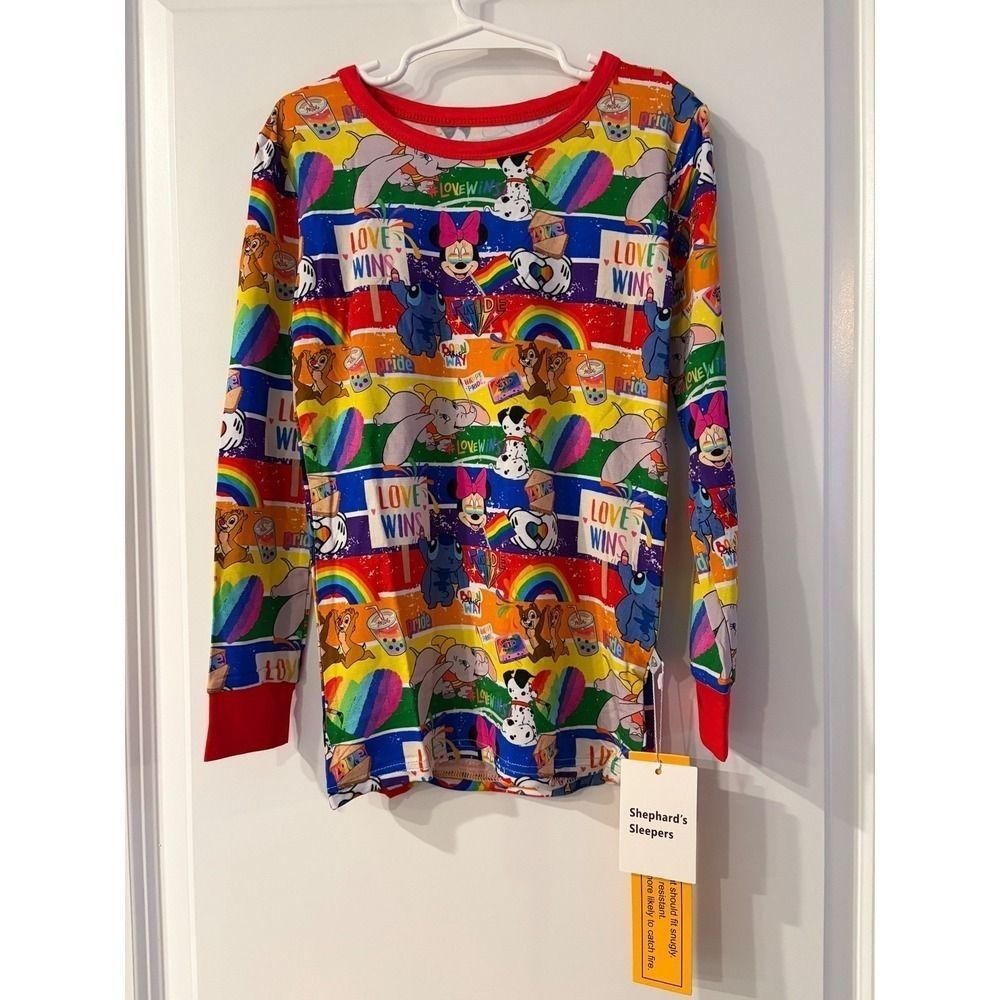 Disney Pride Shephard's Sleepers Kids PJ‎ Set Love Wins Mickey Stitch 9/10y - Picture 2 of 10